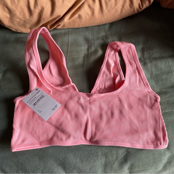 NWT! Abound Pink Ribbed Stretch Soft Sports Bra - Picture 2 of 5
